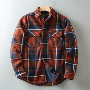 Chaqueta de lona vintage de alta calidad unisex con capucha de sherpa, estilo streetwear, patchwork, talla grande, a cuadros, forro grueso. - Product Image 2