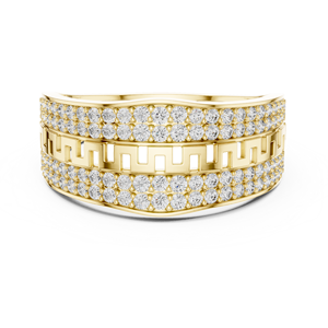 Anillo de Oro Amarillo de 18 Quilates con Diamantes Cultivados en Laboratorio, Diseño Griego Imperial, Chapado en Rodio, para Bodas, Compromisos, Regalos, Uso Diario en la Oficina - Product Image 1