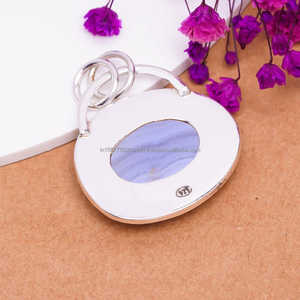 Argent sterling 925 massif, pendentif en pierres précieuses, pendentif ovale, pendentif fait main, cadeaux pour la Saint-Valentin - Product Image 2