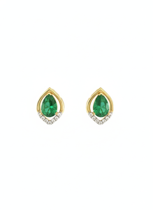 Pendientes de Esmeralda con Corte de Pera y Diamante Redondo para Mujer, Diamante Natural y Cultivado en Laboratorio - Product Image 1