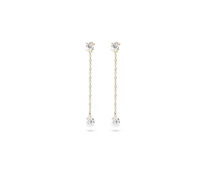 Round Brilliant Lab Grown <b>Diamond</b> <b>Dangle</b> Drop Chain Stud <b>Earrings</b> 14K 18K Solid Gold Elegant Wedding Drop <b>Earring</b> Fine Jewelry - Product Image 6