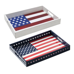 Plateau de service en MDF laqué, motif drapeau patriotique, pour le Festival Americana, écologique et sûr pour les aliments, idéal pour les fêtes du Memorial Day et du 4 juillet - Product Image 4