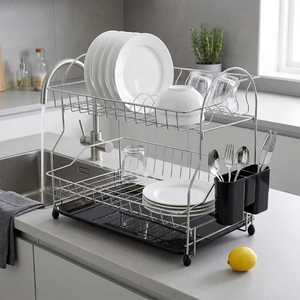 Black Metal Plate <b>Rack</b> Kitchen Cabinet Organizer U-Shaped Vertical Dish Storage Stand for Dinnerware Pantry Countertop Holder - Product Image 4