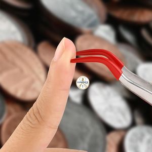 Juego de 2 Pinzas con Puntas de Goma, Pinzas con Puntas Rectas y Curvas, Recubiertas de PVC para Sellos, Monedas, Joyería y Manualidades - Product Image 2