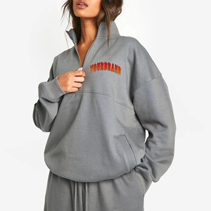 Sweat-shirts pour femmes en tissu extensible, coupe ample, effet délavé, 100% coton, fabrication artisanale. - Product Image 1