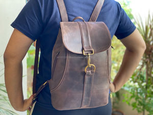 Sac à dos en cuir marron r260, Vintage, fait à la main, pour bureau - Product Image 3