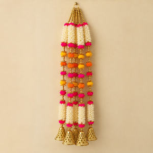 Guirnalda Tradicional India de Flores para Colgar en la Pared, Toran con Cuentas de Perlas, Latkan, Campanas Doradas, Decoración para Bodas, Diwali y Hogar - Product Image 4