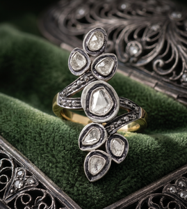 Antique <b>Indian</b> Polki Diamond Meenakari Work Bezel Setting 925 Sterling Silver Pave Diamond <b>Ring</b> Gold Plated IGI Certified Trendy - Product Image 2