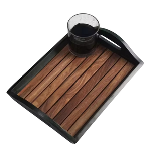 Bandeja de Servir Rectangular Minimalista de Madera con Asa para el Hogar y Hoteles, Bandejas para Servir Aperitivos y Jugos - Product Image 3