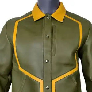 Wholesale Price <b>Genuine</b> <b>Leather</b> <b>Jacket</b> Stand Collar Solid Pattern Winter Windproof Breathable Casual Outdoor Wear AI-LJ-029 - Product Image 4