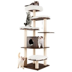 Torre para Gatos de Madera de 7 Niveles con Postes de Sisal y Árbol Rascador con Condo - Product Image 4