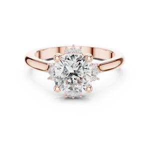 Bague de fiançailles en diamant de laboratoire taille coussin 2 carats, or massif 18 carats, accent vintage en grappe, certifiée IGI, VVS E-F - Product Image 3