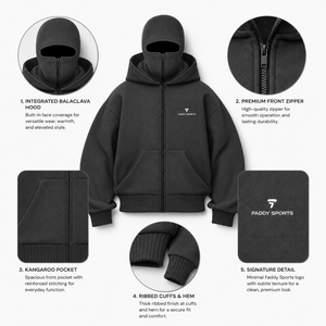 Sweat-shirt technique pour homme, personnalisé, épais 500 g/m², à capuche cagoule zippée intégrale, style streetwear oversize, uni, avec masque Shiesty - Product Image 3