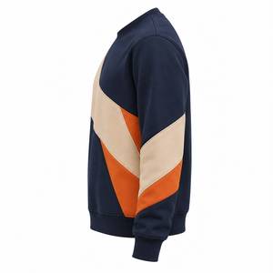 <b>Mens</b> Premium Fleece Eco-Friendly Quick Dry Diagonal Color Block Crewneck Sweatshirt Custom Casual Athletic <b>Pullover</b> - Product Image 4