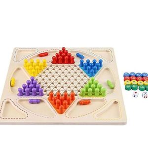 Wooden Ludo <b>Board</b> Game for Kids & Family 6 Player Classic <b>Board</b> Game with Dice Colorful <b>Pegs</b> - Product Image 1
