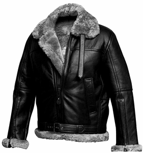 Chaqueta de piel de oveja para hombre, talla grande, con forro de piel, cuello alto, cremallera, estilo bomber de invierno, marca privada - Product Image 4