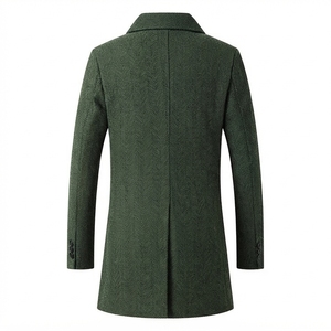 High Quality Herringbone <b>Wool</b> Winter Woolen <b>Overcoat</b> <b>Long</b> Genuine Notch Lapel Slim Fit Coats for <b>Men</b> - Product Image 2
