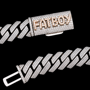Collar de Cadena Cubana FATBOY para Hombre, Chapado en Plata 925 con Diamantes de Moissanita, Estilo Hip Hop, Cadena de Eslabones Tipo Cuchilla con Micro Pavé Completo - Product Image 3