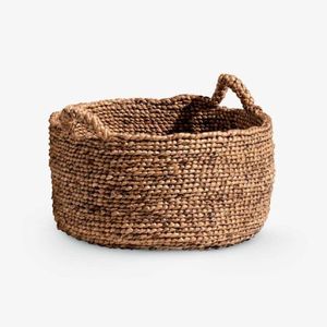 Cesta de Almacenamiento de Ratán Natural Rústico, Forma Ovalada con Asas, Contenedor Multiusos para Organización - Product Image 1