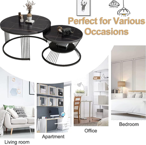 Modern Lightweight Coffee <b>Table</b> Set 2 Piece MDF Top Stacking Nesting <b>Table</b> with Iron Frame for Living Room - Product Image 6