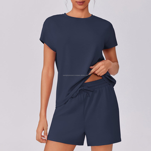 Conjuntos de 2 piezas para mujer, ropa casual, conjuntos deportivos, exportadores de ropa, camisa lisa de verano, poliéster/algodón, conjuntos para mujer - Product Image 3