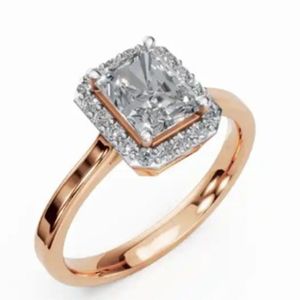 Anillo Halo de Diamantes Cultivados en Laboratorio con Brillo Eterno en Oro Amarillo, Rosa y Blanco de 9kt, 14kt o 18kt, 1.16 Quilates, 19 Piedras - Product Image 1