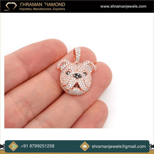 SHRAMAN JEWELS Colgante Personalizado de Plata 925 Bañado en Oro con Cabeza de Bulldog y Diamante Cultivado de 1.66ct, Estilo Hip Hop - Product Image 5