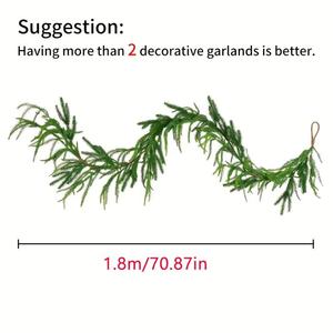 Guirlande de Noël en pin artificiel PP écologique verte de 71 pouces pour cheminée, fenêtre, décoration intérieure et extérieure, avec fil - Product Image 3