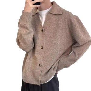 Pull en Coton Tricoté de Luxe pour Homme, Coupe Ample à Manches Longues, Couleur Unie, Boutonné, Idéal pour l'Hiver - Product Image 1