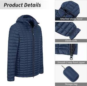 Custom Front Casual Zipper Solid Oversize Breathable Puffer Jacket High Quality Winter Men Outdoor 3D Embossed <b>Polyester</b> <b>Filled</b> - Product Image 4