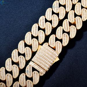 Pulsera de hombre con diamantes cultivados en laboratorio, corte baguette, 20 mm, estilo cubano, con incrustaciones de diamantes, estilo hip hop, para él. - Product Image 4