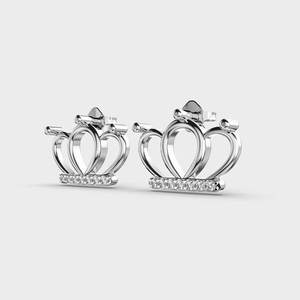 Pendientes de Diamantes con Diseño de Corona Real en Plata de Ley 925 |   Joyería de Lujo para Mujer OEM - Product Image 2