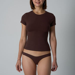 Womens Cropped Short Length Tshirt 180gsm O-neck Slim Fit Custom logo Screen Print Streetwear Knitted Women <b>Top</b> - Product Image 1