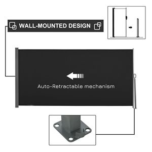 Toldo Retráctil para Patio de 10 Pies x 5 Pies con Lona de PVC Negra, Pantalla de Privacidad, Protección Solar, Marco de Aluminio Resistente al Viento - Product Image 4