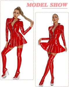OEM Women Sexy Latex Leather Bodysuit and <b>Mini</b> Skirt Set Custom Logo Packaging Available Clubwear Manufacturer - Product Image 5