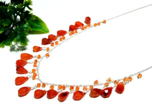 Collier bohème en pierres de cornaline naturelle, perles, argent sterling 925, fait main, bijou statement pour femme, cadeau - Product Image 2