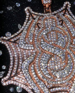 Colgante de Lujo con Nombre de Letra Chapado en Oro Rosa y Moissanita, Temática Iced Out, para Uso Diario, con Microincrustaciones Pavé, Estilo Hip Hop - Product Image 5