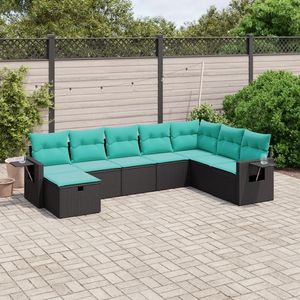 Grand ensemble de canapés de jardin en polyrotin noir avec structure en acier thermolaqué – Produit de qualité supérieure - Product Image 1