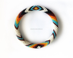 Multicolor Seed Beads <b>Charm</b> Stretch <b>Bracelet</b> Tubular Roll Design Tribal Boho Luxury Fashion Jewelry Gift Wholesale Custom Beaded - Product Image 4