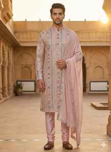 Tissu en Georgette de Fox de qualité supérieure avec broderie florale complexe en Resham et travail miroir, scintillant - Product Image 6