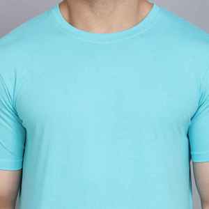<b>Men's</b> <b>Turquoise</b> Short Sleeve O-Neck T-<b>Shirt</b> Slim Fit Casual Knitted 100% Cotton Breathable Solid Color Top - Product Image 3