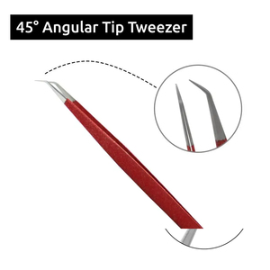 Pince à épiler pour cils à prix de gros avec logo personnalisé, pince à épiler pour extensions de cils à pointe en fibre, pince à épiler pour sourcils en acier inoxydable - Product Image 3