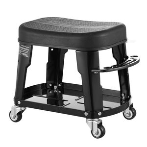 Sgabello da Meccanico con Capacità di 136 Kg, Vassoio Portautensili, Rotazione a 360 Gradi, Sedile con Ruote per Officina, Garage e Riparazione Auto - Product Image 1