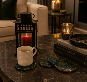 Juego de posavasos con incrustaciones de hueso para hoteles y hogares, diseño floral, alto brillo, posavasos para bebidas, posavasos para tazas de café, proveedor mayorista - Product Image 2