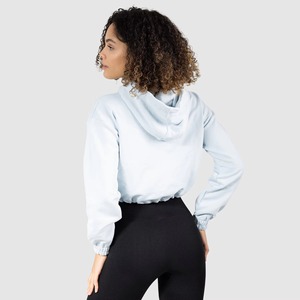 Hot Girls Fleece Thick Embroidered Crop Top Hoodie Women High Street Casual Regular Length Winter Wide Hem Warm Crop Hoodie - Product Image 4