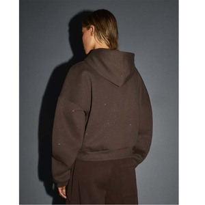 Women's Oversized Hooded <b>Sweatshirt</b> <b>White</b> Printed Cotton Knitted Autumn Wear Regular Sleeve Front Logo Pocket Design - Product Image 4