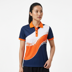 Men's Short Sleeve <b>Polo</b> Shirt Navy <b>Orange</b> White Geometric Print Quick Dry Polyester Casual Regular Fit - Product Image 5