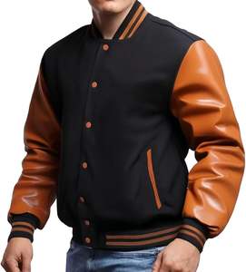 Custom <b>Men's</b> Varsity <b>Baseball</b> <b>Jacket</b> Cotton Blend Letterman Bomber <b>Jacket</b> with Faux Leather Sleeves Bomber Coat - Product Image 2