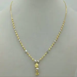 Exquisito Collar Tradicional Dokiyu Chapado en Oro de 22K para Mujer con Cuentas Texturizadas de Dos Tonos y Cadena Ornamentada de Alto Brillo - Product Image 2