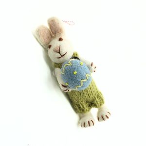 Handmade Knitted <b>Easter</b> Bunny Ornament Holding Blue Egg Green Suit Cute Animal Decor Hanging <b>Tree</b> <b>Decoration</b> - Product Image 3